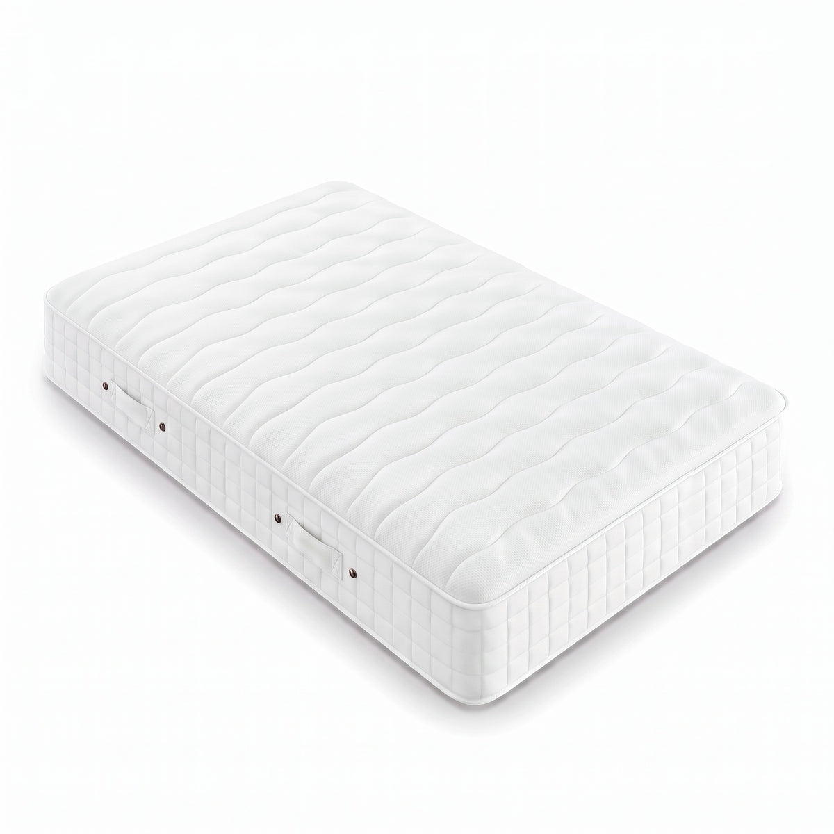 Origins Lux king size hybrid mattress with white quilted cover and side handles