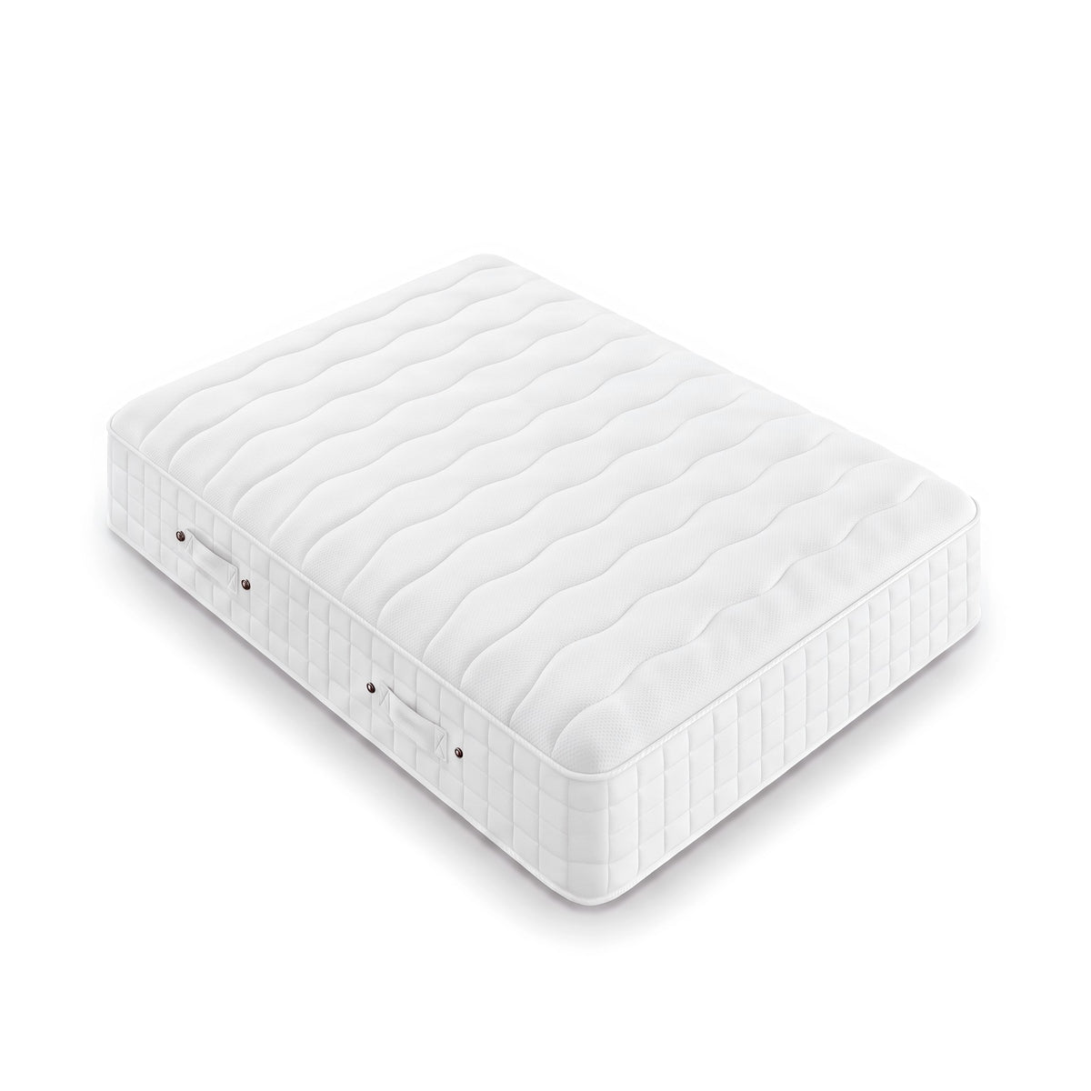 Origins Lux Regal medium hybrid mattress with white quilted cover and side handles