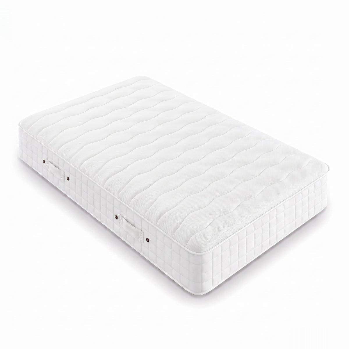 Origins Lux small double size hybrid mattress with white quilted cover and side handles